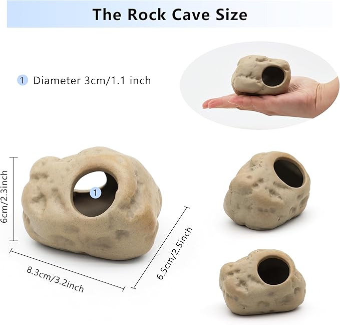 Aquarium Decorations Stackable Ceramic Cave Betta Fish Tank Accessories Rock Cave Decor 3-Piece Set