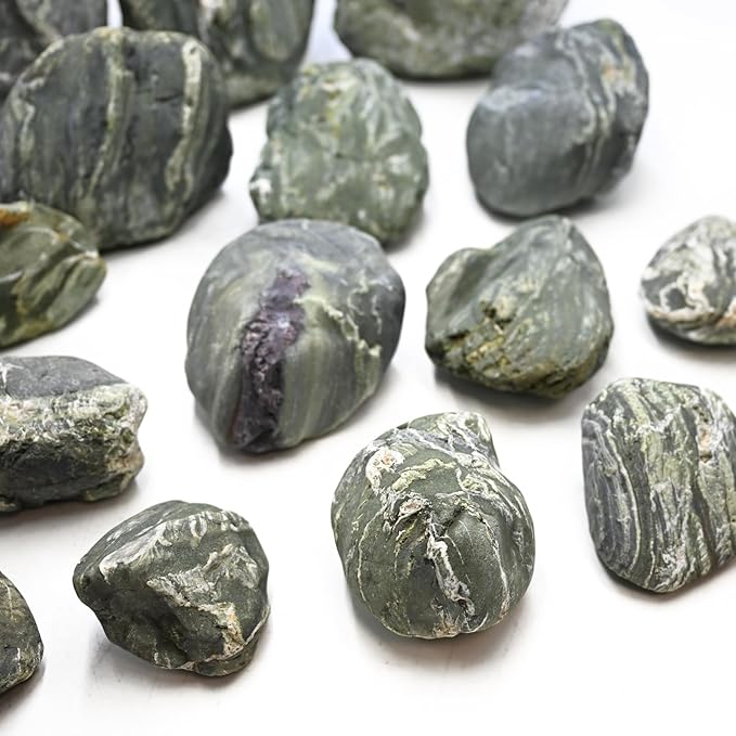 Aquarium Stone Green River Rock 40LB Rocks aquascaping Fish Tank Decor Rocks for Aquariums Fairy Gardens Model Railroads Dioramas Wargaming Mosaic Art(4-10inch/7PCS)