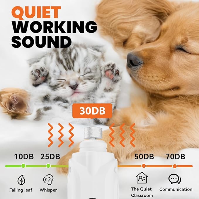 Pet Nail Grinder for Dogs,6-Speed Rechargeable Dog Nail Trimmers and Professional Clippers,Paws Grooming Kit for Medium Large Dogs Cats - White