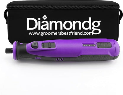 Diamondg Cordless Dog Nail Grinder with Quiet Sound & LED Tip for Large & Small Dogs, 4hrs. Runtime - Electric Dog Nail Trimmer, Heavy Duty Rotary Tool Alternative to Toenail Clippers & Filers