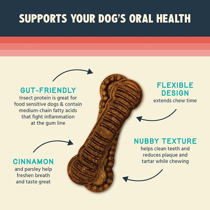 Jiminy's Dental Chews for Dogs, Cinnamon Flavor, Scientifically Proven to Improve Oral Health, Dental Bones Clean Teeth, Fight Bad Breath, and Removes Plaque and Tartar, Large, 7ct (Pack of 1)