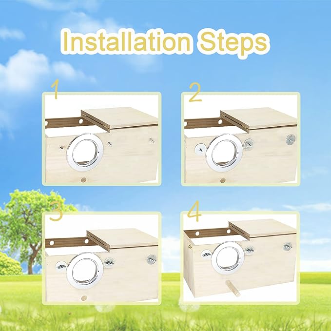 Tfwadmx Cockatiel Nesting Box Transparent Bird Nest Box Wood Bird House for Cage Parrot Breeding Boxes for Conures and Other Medium Sized Birds 13.6" x 7.3" x 7.0"