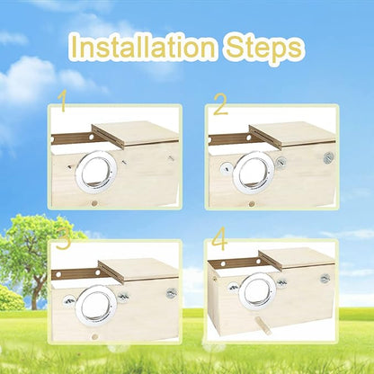 Tfwadmx Cockatiel Nesting Box Transparent Bird Nest Box Wood Bird House for Cage Parrot Breeding Boxes for Conures and Other Medium Sized Birds 13.6" x 7.3" x 7.0"