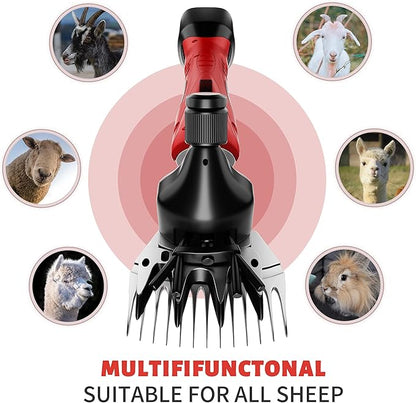500W Cordless Sheep Shears, Professional Electric Sheep Shearing Clippers with 2 PCS Rechargeable 2 Ah Lithium Battery, Heavy Duty Animal Clippers for Alpacas Goats Cattle Farm Livestock Pet