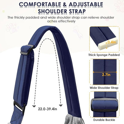 SlowTon Dog Carrier Sling - Puppy Carrier with Window and Storage Pocket Fits up to 12lbs, Dog Sling with Thick Adjustable Shoulder Strap and Safety Leash, Pet Carrier Bag for Small Dogs Cats(Blue M)