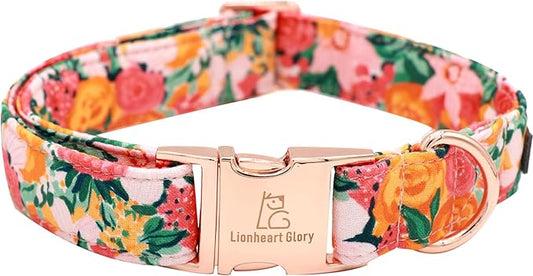 Lionheart glory Premium Floral Dog Collars Spring Dog Collar, Adjustable Heavy Duty Girl Dog Collar for Large Dogs
