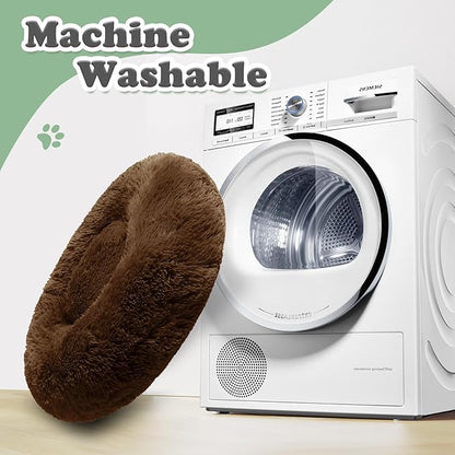 JOLLYVOGUE Dog Beds, Calming Small Dog Bed, Anti-Anxiety Dog Bed for Small Dogs, Fluffy Donut Dog Bed, Cozy Dog Cat Cushion Bed for Small Medium Dogs (24")