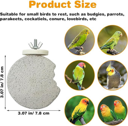 PINVNBY 4 PCS Bird Perches Calcium Parrot Perch Stand Bird Beak Grinding Stone Foot Claws Trimmer Parrot Chewing Toys Bird Cage Accessories for Budgie Cockatiel Conure Lovebird Finch