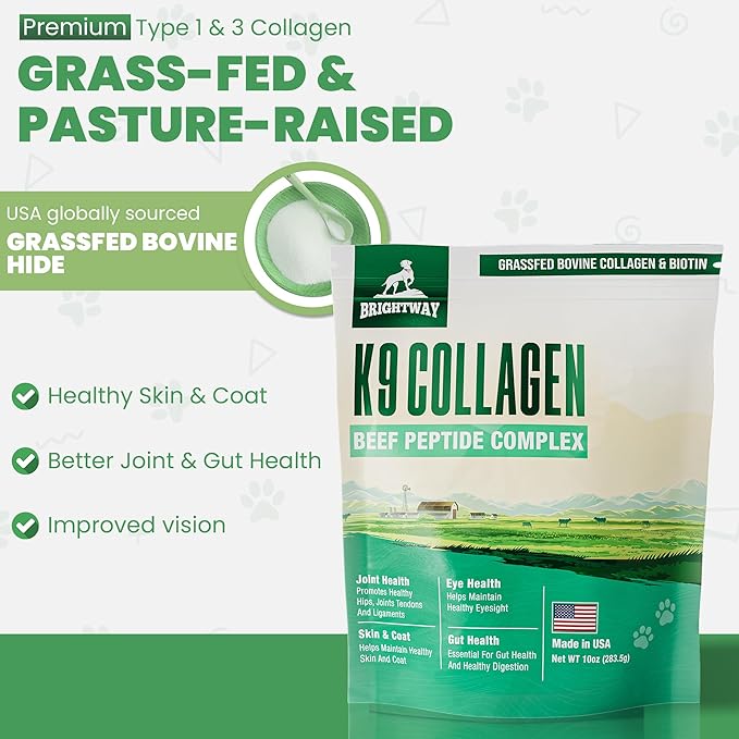 K9 Collagen PEPTIDE Complex W/BIOTIN - Hip & Joint Supplement for Dogs- Supports Healthy Joints, Skin & Coat  Helps in Recovery & Repair 3+ Months Supply - Over 114 Servings!