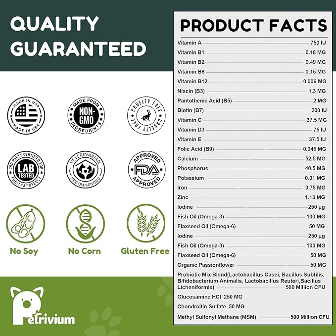 Dog Multivitamin Chewable with Glucosamine & MSM, Omegas 3 & 6, Probiotics, Dog Vitamins and Supplements for Hip & Joint Health, Skin & Coat, Immune Boost & Overall Health 120 Soft Chews