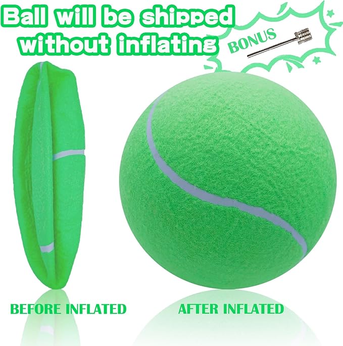 Large Dog Tennis Ball,9.5" Giant Doy Sport Ball Toy,Pet Birthday Present Interactive Dog Toys for Small Medium Large Dog (Green)