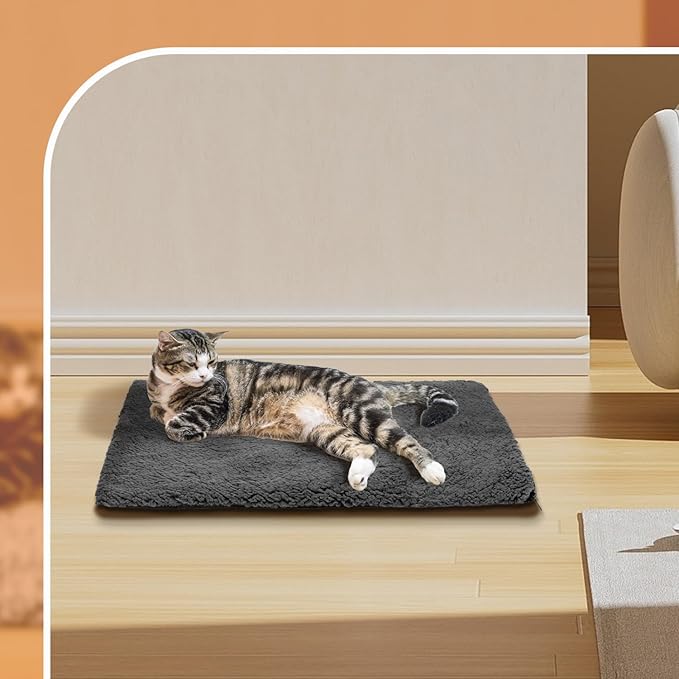 Nobleza Self Heating Pet Pad, Super Soft Thermal Dog Crate Bed Mat for Sleeping, Washable Anti-Slip Self Warming Cat Kennel Pad for Small Medium Large Cats Dogs Indoor Outdoor (Darkgray, L)