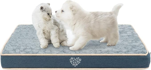 VANKEAN Waterproof Dog Crate Pad Bed Mat Reversible (Cool & Warm), Removable Washable Cover & Waterproof Inner Lining, Pet Crate Mattress for Cats and Dogs, Joint Relief Dog Bed for Crate, Navy/Grey