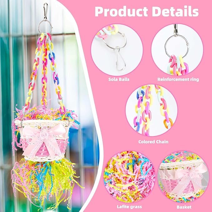 Bird Toys Foraging Toys Chewing Toy Colorful Foraging Shredder Climbing Ladder, Small and Medium-Sized Parrot, Love Bird, Tiger Skin Parrot Accessories(6PCS)