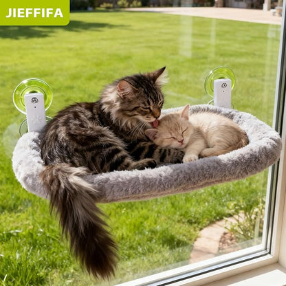 Cat Window Perch with Strong Suction Cups, 55lbs Hold Weight Tested, Foldable Cat Window Hammock Bed with Breathable Mesh, All-Season Lounger for Medium Small Cats to Bird Watch & Sunbathe (Grey, XL)