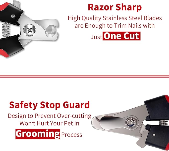 NARZ Dog Nail Clippers Professional Dog Nail Trimmers & Pets Nail Trimmers Cat Nail Clipper with Pet Nail File Cat Nail Trimmers with Safety Lock to Prevent Over Cutting