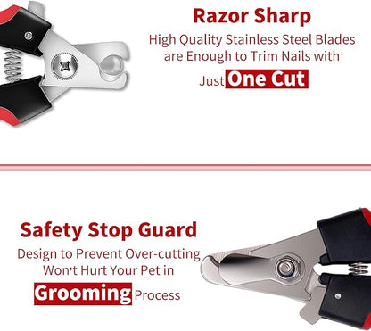 NARZ Dog Nail Clippers Professional Dog Nail Trimmers & Pets Nail Trimmers Cat Nail Clipper with Pet Nail File Cat Nail Trimmers with Safety Lock to Prevent Over Cutting