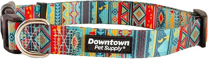 Downtown Pet Supply - Best, Cute & Fancy Dog Collar - Lightweight Adjustable Dog Collar with Quick Buckle & D-Ring - Hand Wash Safe - Tribal - M - Medium Dog Collar