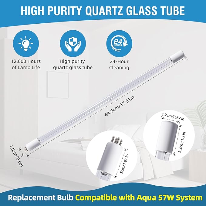 AIRBABY 57 Watt Replacement Üν Lamp for Aqua Classic Device, A20057 Üν Replacement Bulb 100% Compatible with Aqua 57W System, T5F Base (1 Pack)