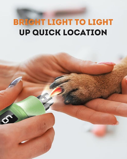 YABIFE 7-Speed Dog Nail Trimmers, Professional Dog Nail Grinder with Light - Heavy Duty Pet Nail Grinder for Dogs/Cats/Birds/Small Animals - Whisper Quiet, Single Hand Operation