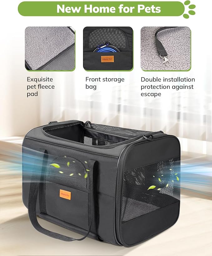 Morpilot Cat Carrier with Wheels Airline Approved, Pet Dog Carrier with Wheels for Small Dogs, Rolling Cat Carrier for Cats Puppy, Stroller Detachable and Foldable Pet Travel Bag (Large - Dark Gray)