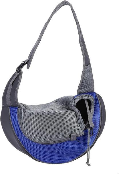 Dog Pet Sling Carrier Puppy Cat Sling Mesh Carrying Bag Adjustable Strap Breathble Small Dog Cat Satchel Carrier Hand Free Safe Front Backpack Soft Foldable Pet Purse Pouch Travel Outdoor