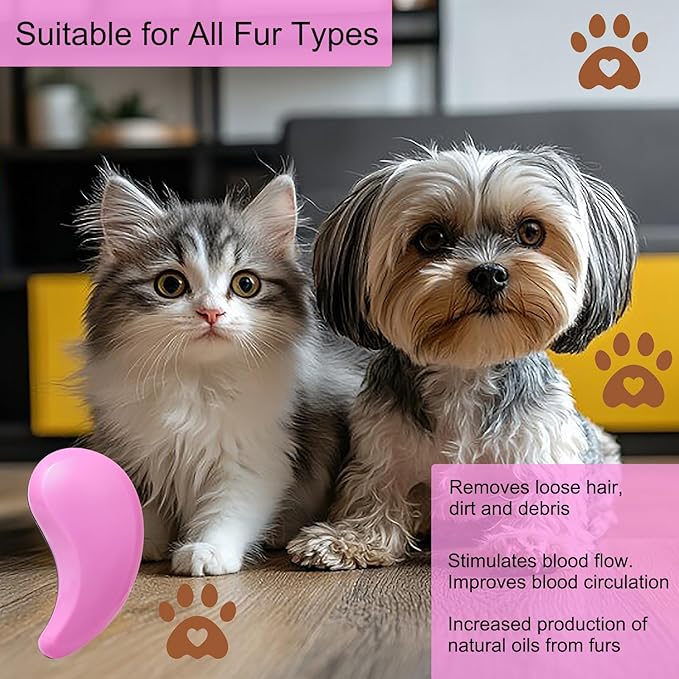 Puppy Brush, Soft Dog Brush for Grooming, Puppy Hair Remover Brush Comb, Grooming Tool for Poodles, Teddy, Yorkies, Maltese, Shih Tzu, Chihuahua, Pink