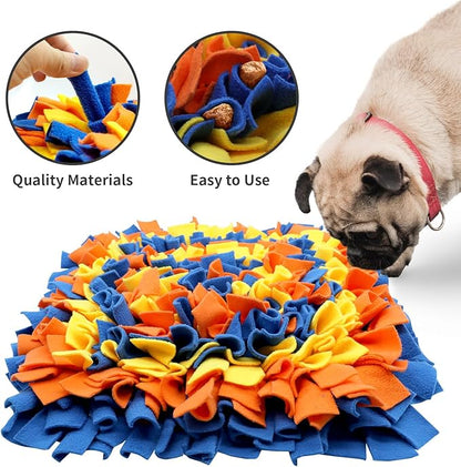 Pet Snuffle Mat for Dogs, Dog Feeding Mat, Nosework Training Mats for Foraging Instinct Interactive Puzzle Toys (Blue&Orange&Yellow)