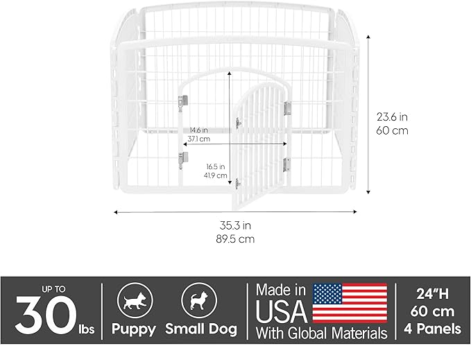 IRIS USA Puppy Playpen Dog Playpen Fence Enclosure with Dog Gate Door - Indoor Pet Playpen - 4 or 8 Panel