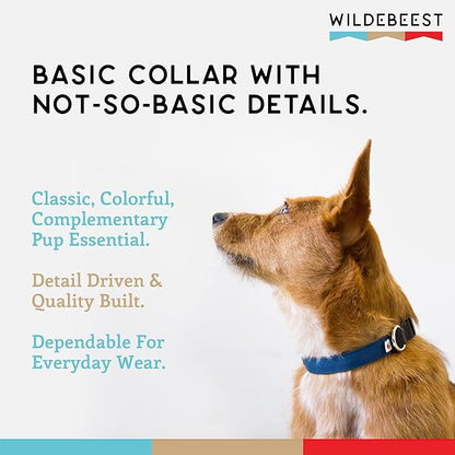 Dog Collar, Lightweight, Heavy Duty Dog Collar with Buckle, Fabric Pet Collar, Breathable & Adjustable Puppy Collar, Dog Collars for Medium Dogs (Navy, Medium - 10-16 Inch) - Wildebeest