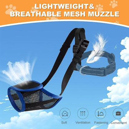 Dog Mouth, Soft Mesh Mouth for Small, Medium and Large Dogs, Anti-Biting Barking Chewing, Breathable Drinking Adjustable Cleaning, for German Shepherd Husky Labrador Retriever (Blue) (XL)