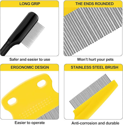 5 Pieces Dog Eye Combs Tear Stain Remover Combs Pet Grooming Comb for Small Dogs Gently Removing Eye Mucus and Crust (Yellow, Black)