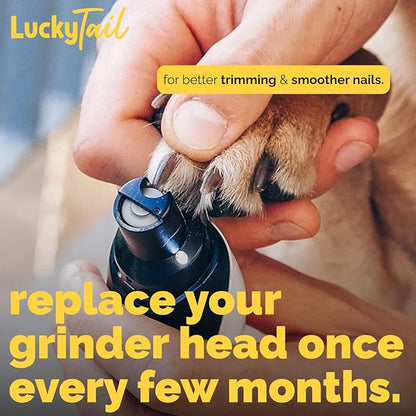 LuckyTail - Dog Nail Grinder - Hard & Soft Replacement Heads - Small & Large Dogs - Premium Quality - Diamond Tip Drill Bit - Professional Dog Nail Trimmers - Grooming Tool kit - 2 Pack