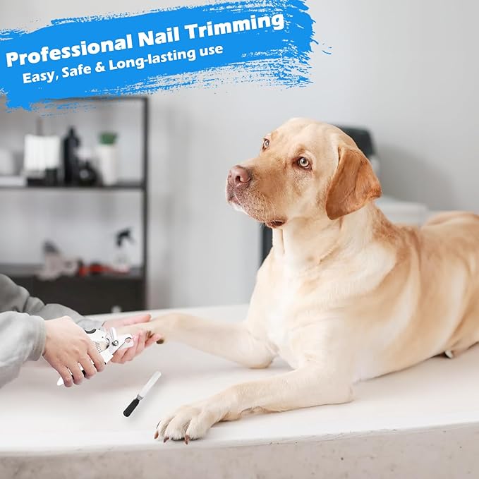 Dog Grooming Kit, Includes 7PCS Deshedding Brush, Pin Brush, Flea Comb, Metal Comb, Bath Brush, Nail Clipper and File, for Small, Medium and Large Dogs (Grey)