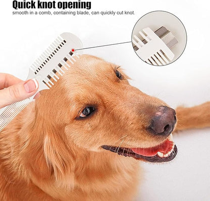 Dog Hair Cutter, Pet Hair Trimmer, 2 in 1 Trimming Grooming Hair Cutter Comb Manual Dog Hair Trimmer Comb Pet Grooming Comb with Replacement Blade for Dog Cat Pet