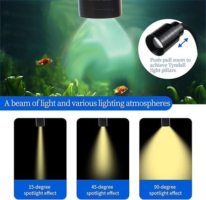 Mini Clip On Aquarium Light Small Dimmable Fish Tank Light USB Spotlight with 3 Light Modes 10-Level Brightness for 1 to 3 Gallon Tanks (Adapter NOT Included)