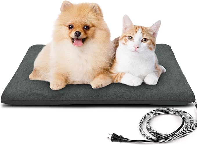 PETNF Outdoor Heated Pet Bed with Waterproof Cover,Pet Heating Pads for Dog,Soft Electric Blanket Auto Temperature Control,Heating Mat for Dog House Cabin Cot Doorway,Rescue Cats