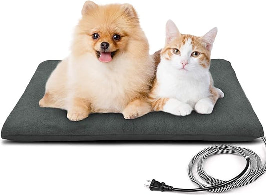 PETNF Outdoor Heated Pet Bed with Waterproof Cover,Pet Heating Pads for Dog,Soft Electric Blanket Auto Temperature Control,Heating Mat for Dog House Cabin Cot Doorway,Rescue Cats