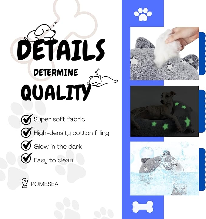 Dog Calming Pillow, Glow in The Dark Dog Put Head on, Soft Question Mark Pillows for Dogs, Kids, Adults, Washable Dog Bed Pillow, Cozy Dog Body Pillow Gifts (M Glow Gray)