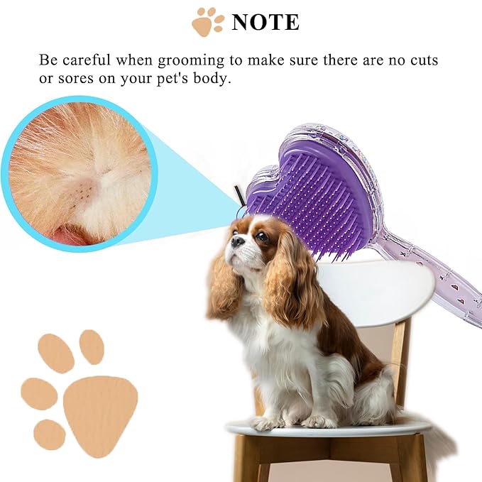 Small Dog Brush, Soft Dog Brush for Shih Tzus, Yorkies, Maltipoos, Maltese ï¼ Love Shape Puppy Massaging Hair Brush, Cat Brush, for Small Dogs Cats Rabbits of All Hair Types (Purple)
