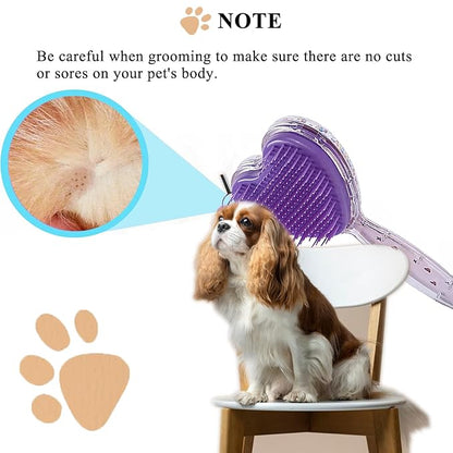 Small Dog Brush, Soft Dog Brush for Shih Tzus, Yorkies, Maltipoos, Maltese ï¼ Love Shape Puppy Massaging Hair Brush, Cat Brush, for Small Dogs Cats Rabbits of All Hair Types (Purple)