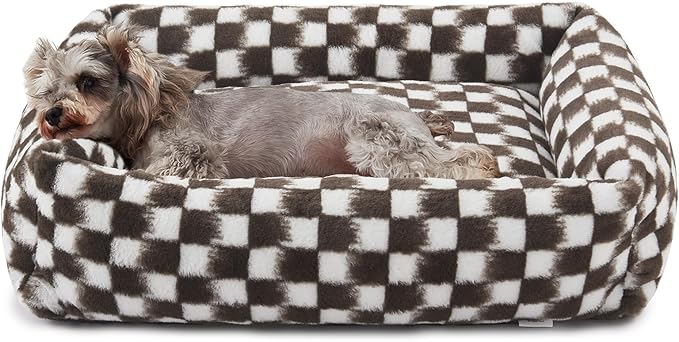 JOEJOY Small Dog Bed for Small Dogs, Rectangle Washable Orthopedic Corduroy Fleece Pet Bed with Removable Zipper Cover, Cute Soft Calming Puppy Bed with Non Skid Bottom