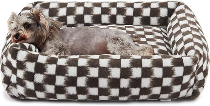 JOEJOY Small Dog Bed for Small Dogs, Rectangle Washable Orthopedic Corduroy Fleece Pet Bed with Removable Zipper Cover, Cute Soft Calming Puppy Bed with Non Skid Bottom