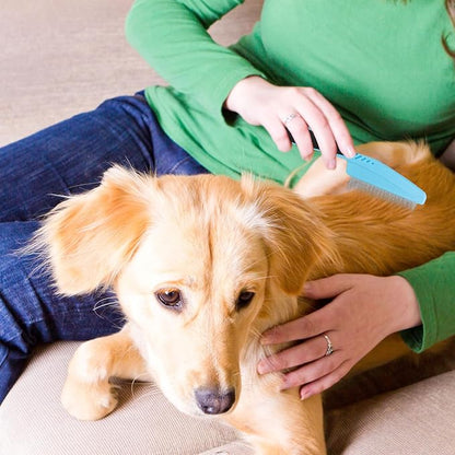 2PCS Flea Comb-Pet Knotting Comb, Tick Comb for Long Haired Pets- Remove Clumps Stainless Fine Tooth Dog Eye Comb Tear Stain Comb for Small Dogs Cat Pet Grooming Comb