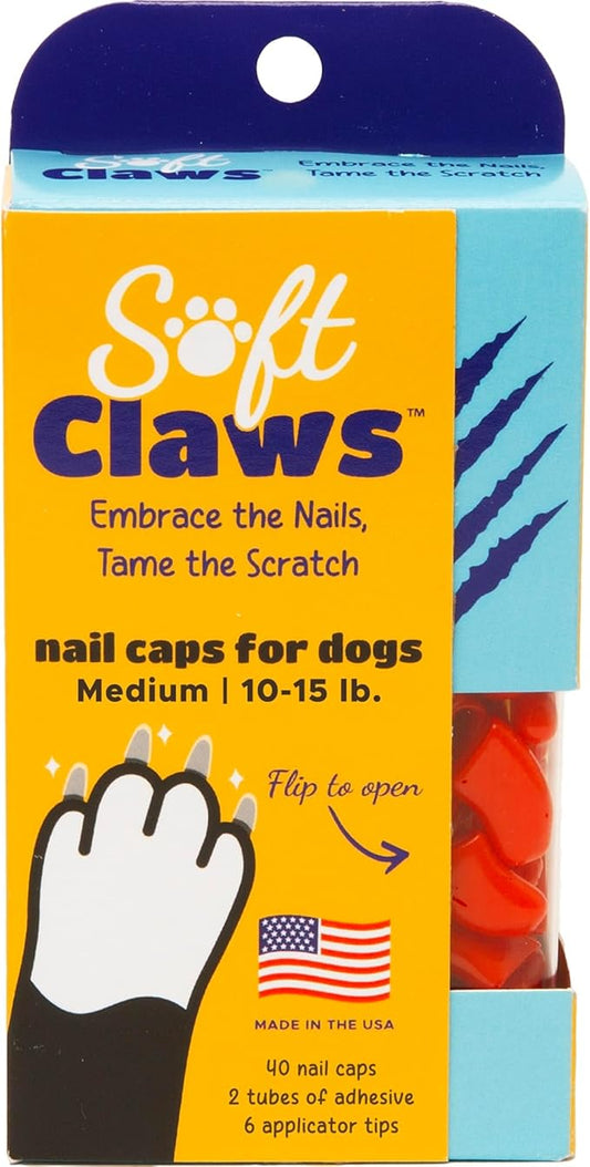 Soft Claws Canine Dog and Cat Nail Caps Take Home Kit, Medium, Red