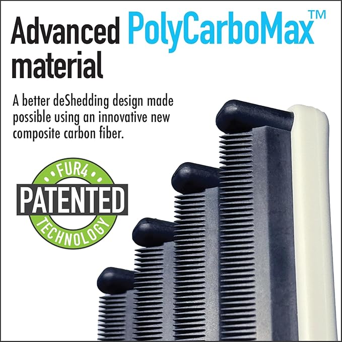 FUR4 deShedding Dog Brush for Short Hair Dogs  Pet Hair Brush with 4 Carbon Fiber Edges  deShedding Tool Removes Loose Fur  Gentle & Effective Dog Grooming Brush for Shedding