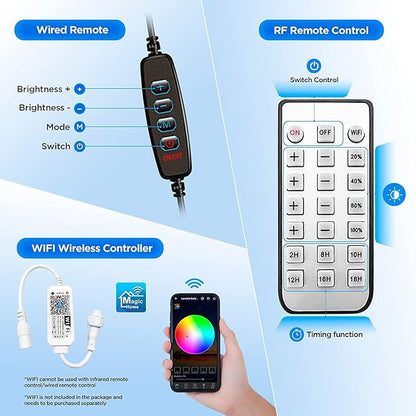 Lominie LED Aquarium Light, Full Spectrum Fish Tank Clip-on Saltwater Planted Light With Adjustable Gooseneck for Coral Tanks, Dimmable Nano Refugium Supports Remote WiFi