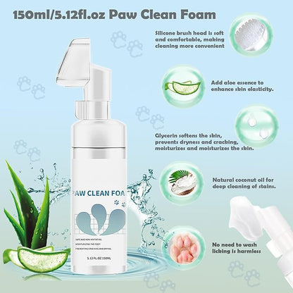 Dog Paw Cleaner Pet Paw Cleaning Kit with 150ml/5.12fl.oz Waterless Foaming Microfiber Towel Feet Balm Cordless Electric Paw Trimmer with LED Light Dog Cat Nail Clippers&Safety Stop