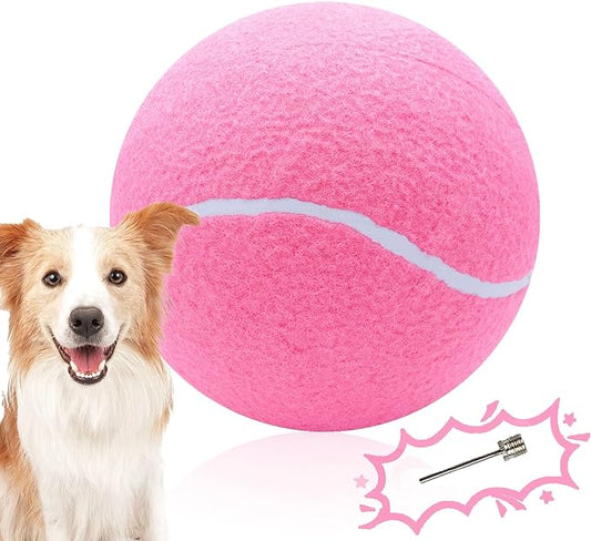 Large Dog Tennis Ball,9.5" Giant Doy Sport Ball Toy,Pet Birthday Present Interactive Dog Toys for Small Medium Large Dog (Pink)