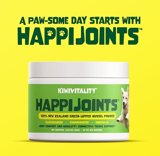 Green Lipped Mussel Powder for Dogs & Cats - Premium Hip & Joint Support for Joints, Tendons, Ligaments (100 Grams, Up to 300 Servings)